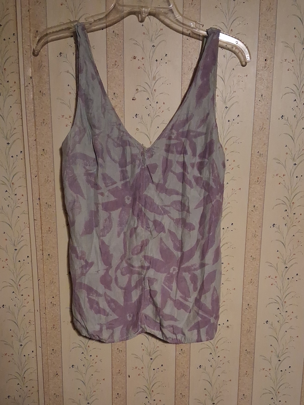 Anthropologie Lavender Floral V-Neck Camisole on Light Gray